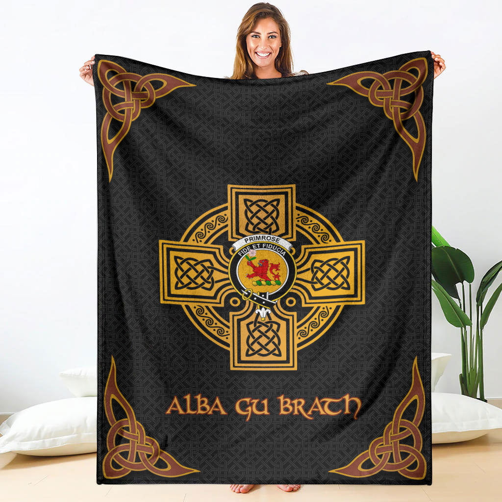 Primrose Clan Crest Premium Blanket Black  Celtic Cross Style CW78 Clan Primrose Tartan Today   