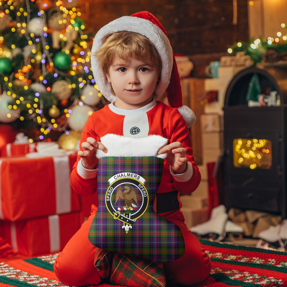 Clan Chalmers (Balnacraig) Tartan Crest Christmas Stocking JN42 Chalmers (Balnacraig) Tartan Tartan Stocking   