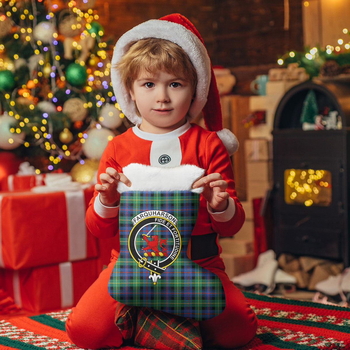 Clan Farquharson Ancient Tartan Crest Christmas Stocking FW86 Farquharson Ancient Tartan Tartan Stocking   