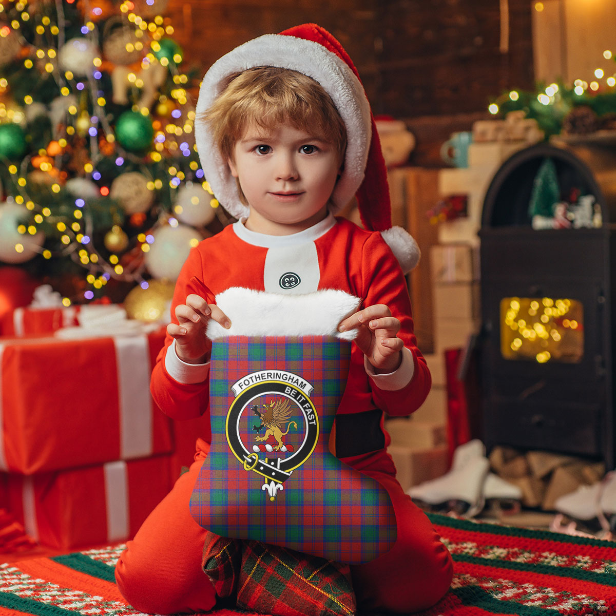 Clan Fotheringham Tartan Crest Christmas Stocking EW15 Fotheringham Tartan Tartan Stocking   