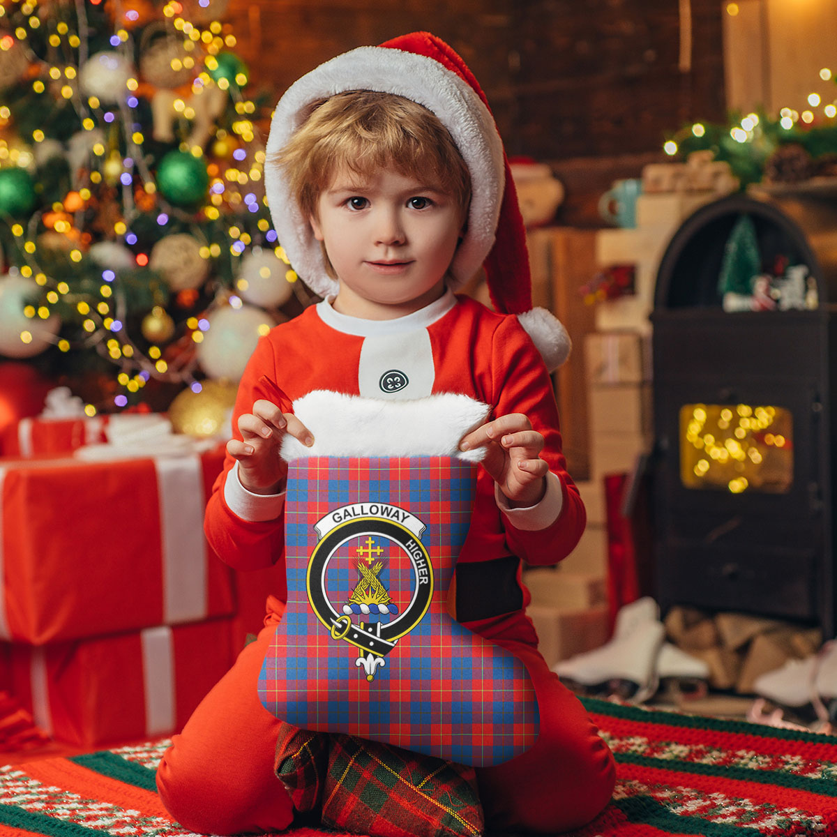 Clan Galloway Red Tartan Crest Christmas Stocking NV37 Galloway Red Tartan Tartan Stocking   