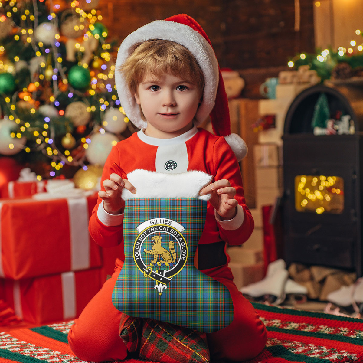 Clan Gillies Ancient Tartan Crest Christmas Stocking LT43 Gillies Ancient Tartan Tartan Stocking   