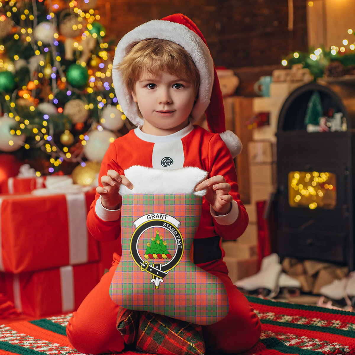 Clan Grant Ancient Tartan Crest Christmas Stocking TO43 Grant Ancient Tartan Tartan Stocking   