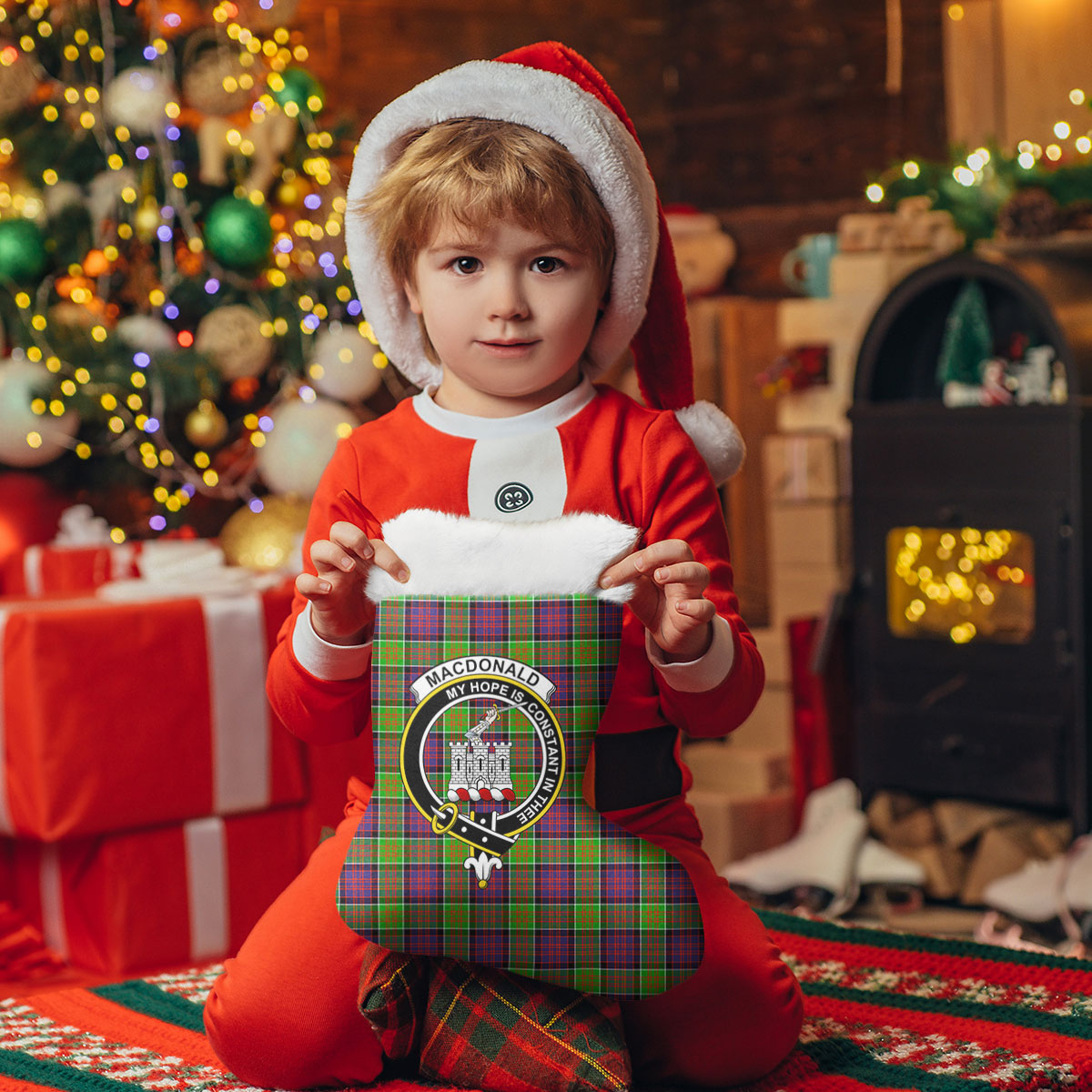 Clan MacDonald (Clan Ranald) Tartan Crest Christmas Stocking NY83 MacDonald (Clan Ranald) Tartan Tartan Stocking   