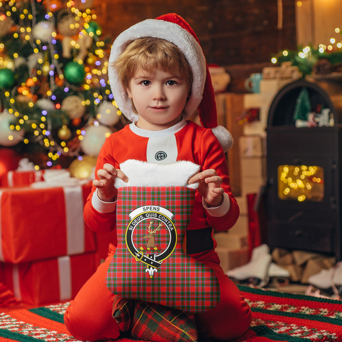 Clan Spens (or Spence) Tartan Crest Christmas Stocking ED23 Spens (or Spence) Tartan Tartan Stocking   