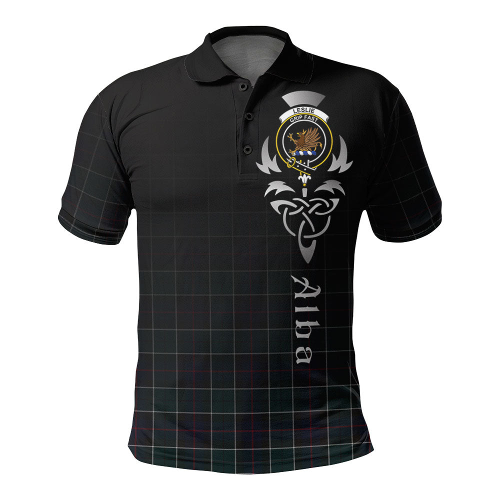 Clan Leslie Hunting Modern Tartan Polo Shirt - Alba Celtic Style WJ10 Leslie Hunting Modern Tartan Tartan Polo   