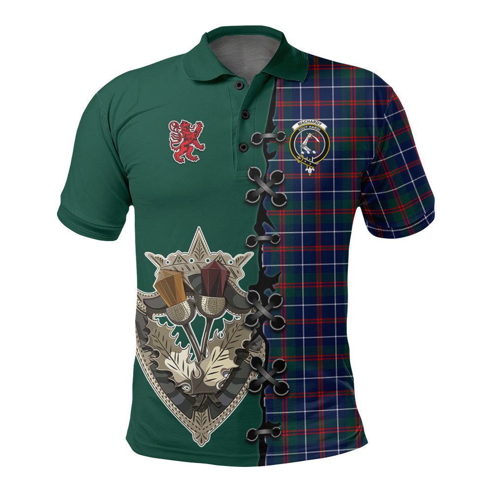 Clan MacHardy Modern Tartan Polo Shirt - Lion Rampant And Celtic Thistle Style ZV56 MacHardy Modern Tartan Tartan Polo   