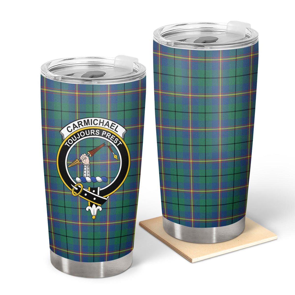 Clan Carmichael Ancient Tartan Crest Tumbler XL85 Clan Carmichael Tartan Today   