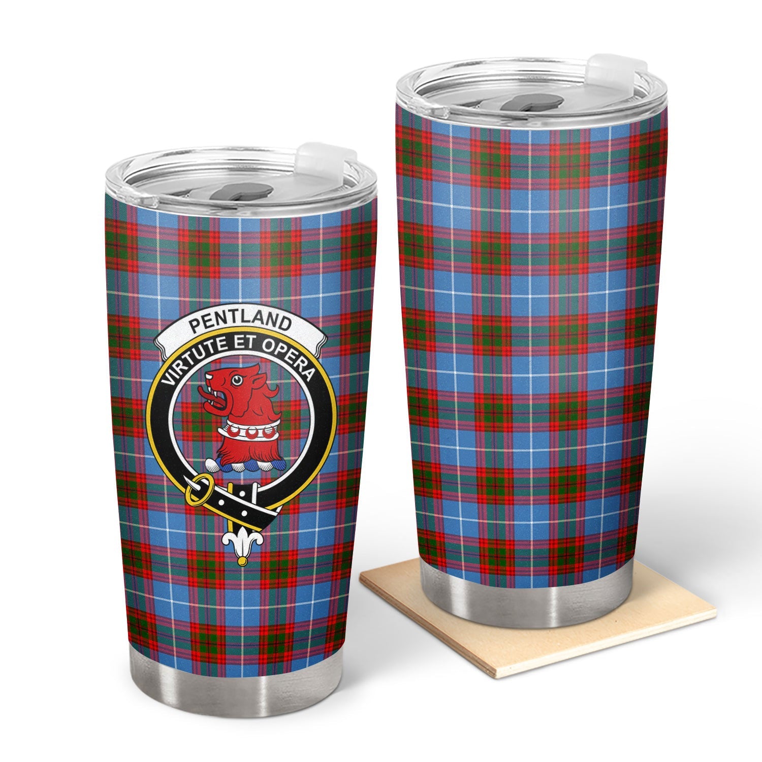 Clan Pentland Tartan Crest Tumbler CY16 Clan Pentland Tartan Today   