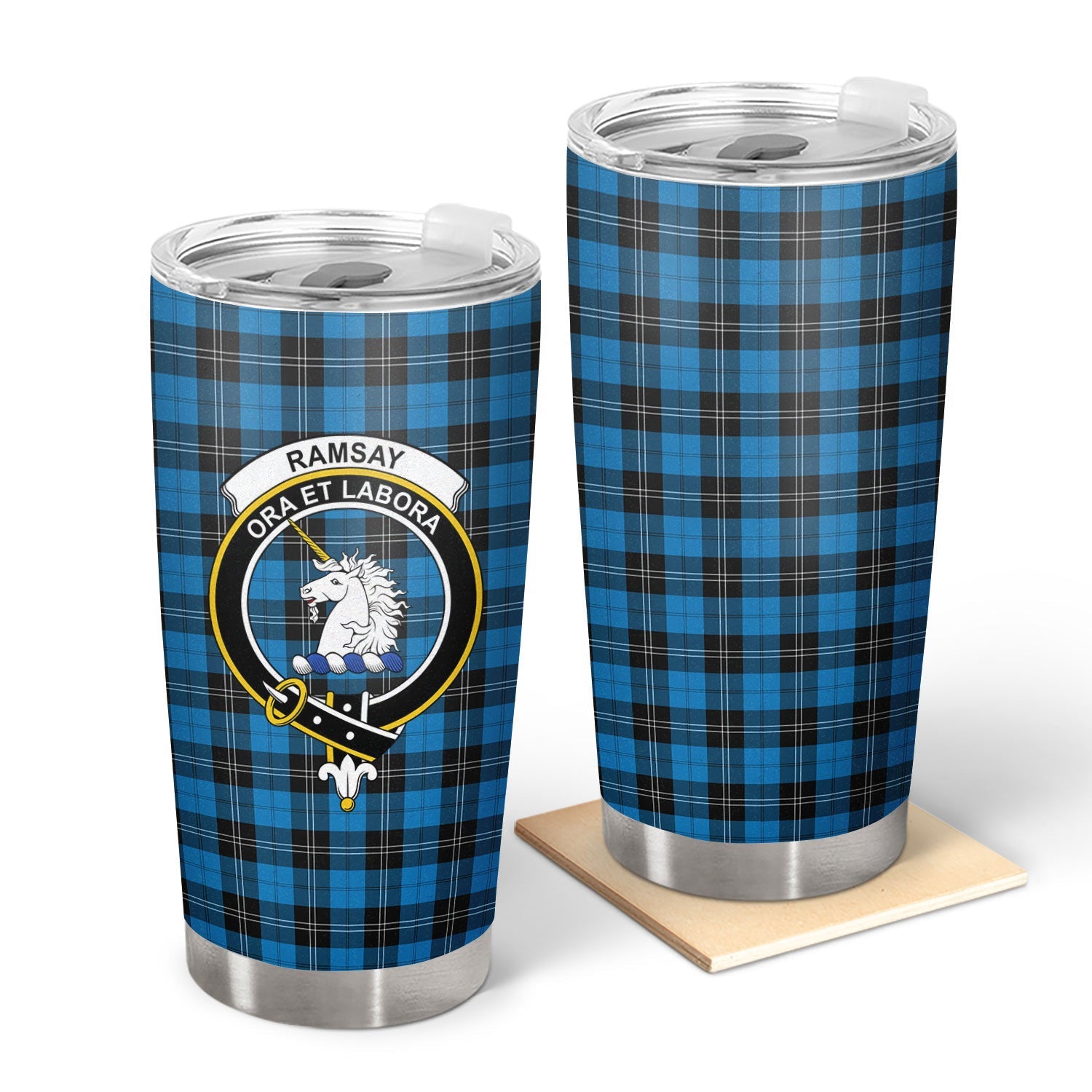 Clan Ramsay Blue Ancient Tartan Crest Tumbler ES85 Clan Ramsay Tartan Today   