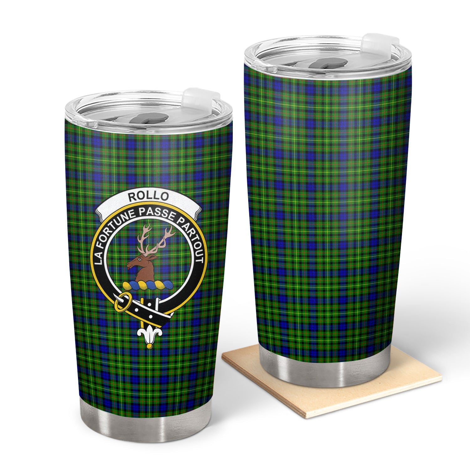 Clan Rollo Modern Tartan Crest Tumbler JJ28 Clan Rollo Tartan Today   