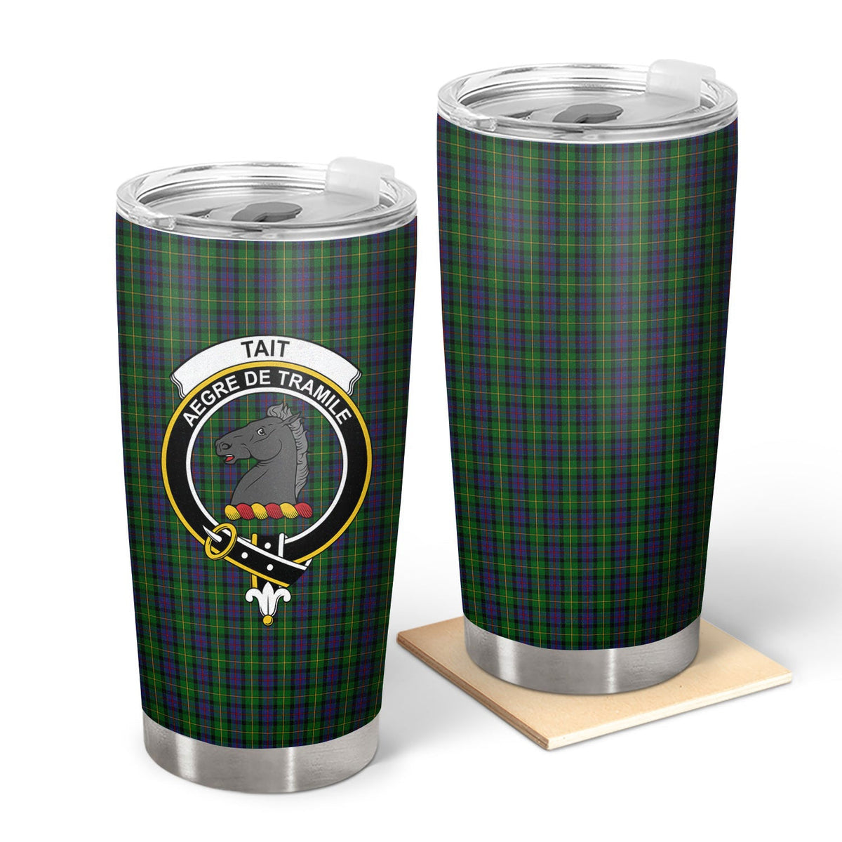 Clan Tait Tartan Crest Tumbler KG92 Clan Tait Tartan Today   