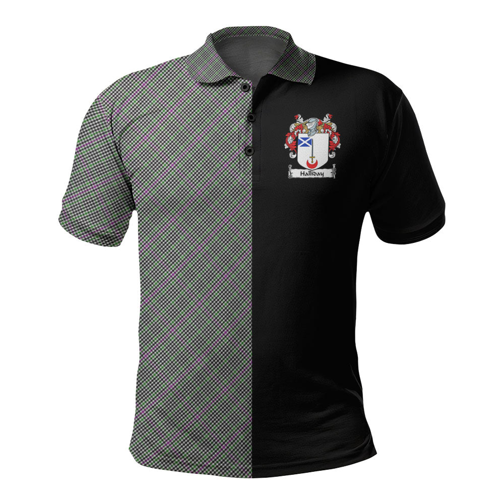 Clan Halliday Tartan Polo Shirt Half of Me - Cross Style JW77 Halliday Tartan Tartan Polo   