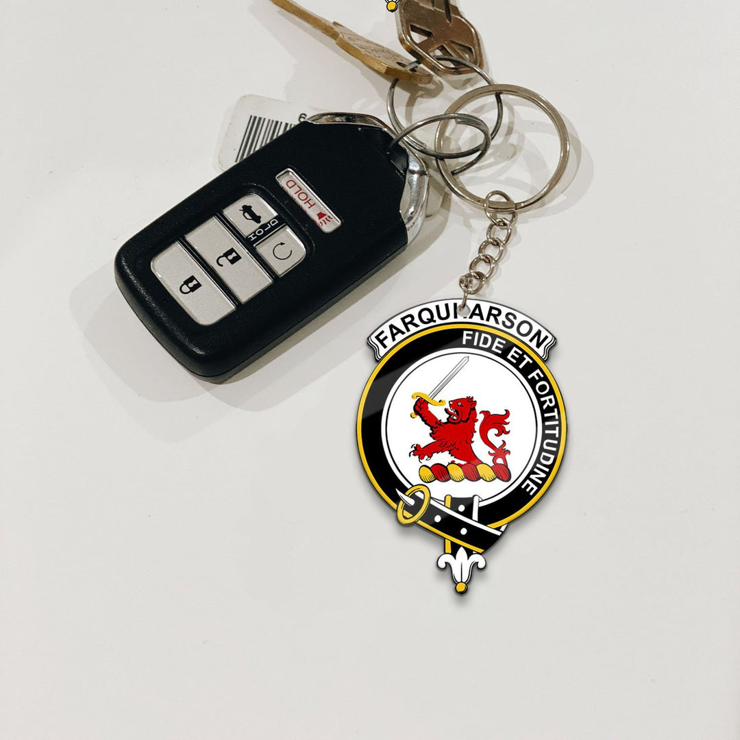 Clan Farquharson Tartan Crest Keychain CP10 Clan Farquharson Tartan Today   