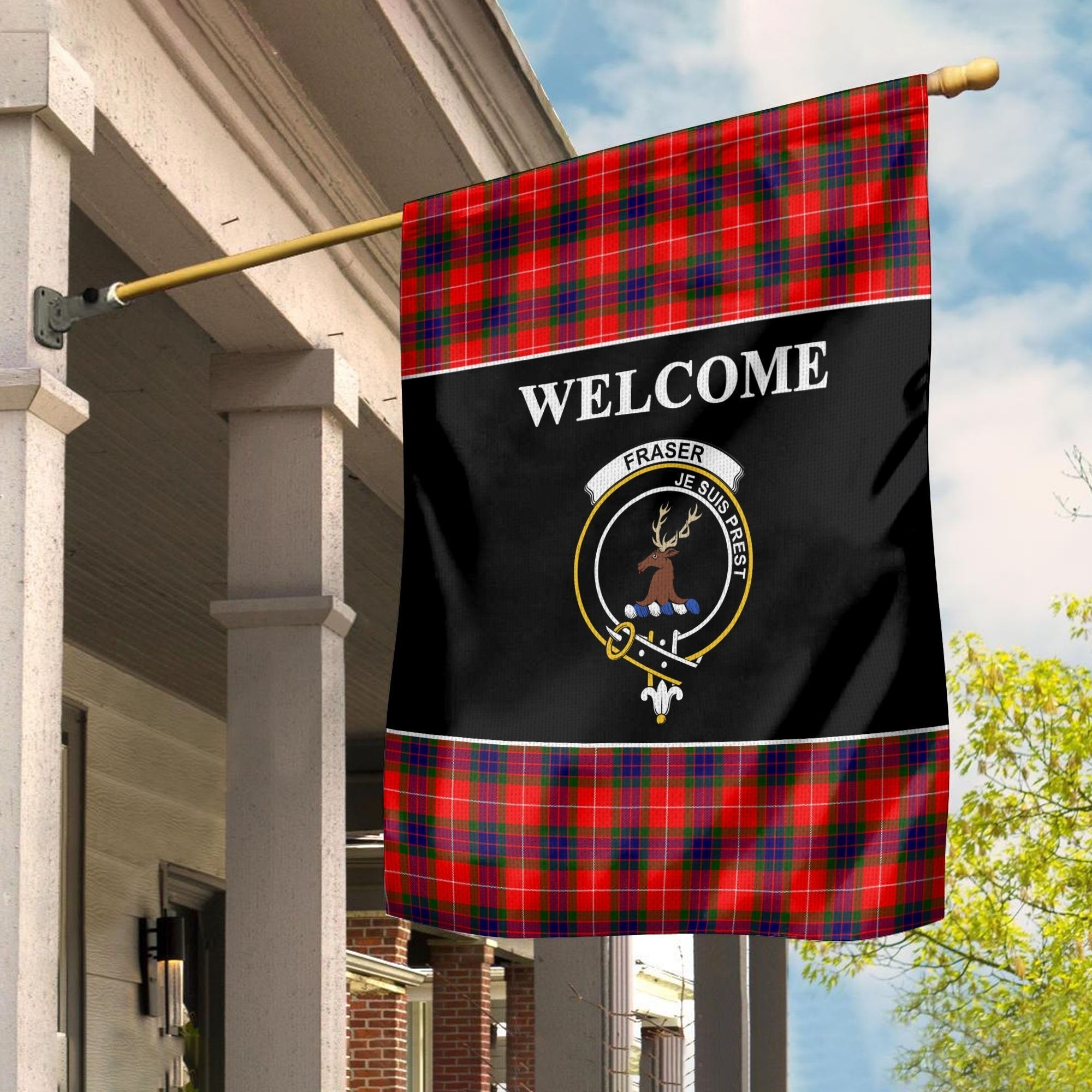 Clan Fraser (of Lovat) Tartan Crest Black Garden Flag YQ49 Clan Fraser Tartan Today   