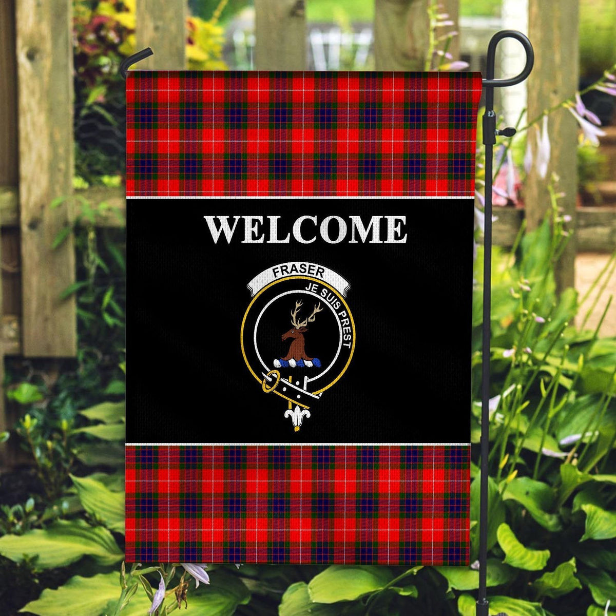 Clan Fraser (of Lovat) Tartan Crest Black Garden Flag YQ49 Clan Fraser Tartan Today   