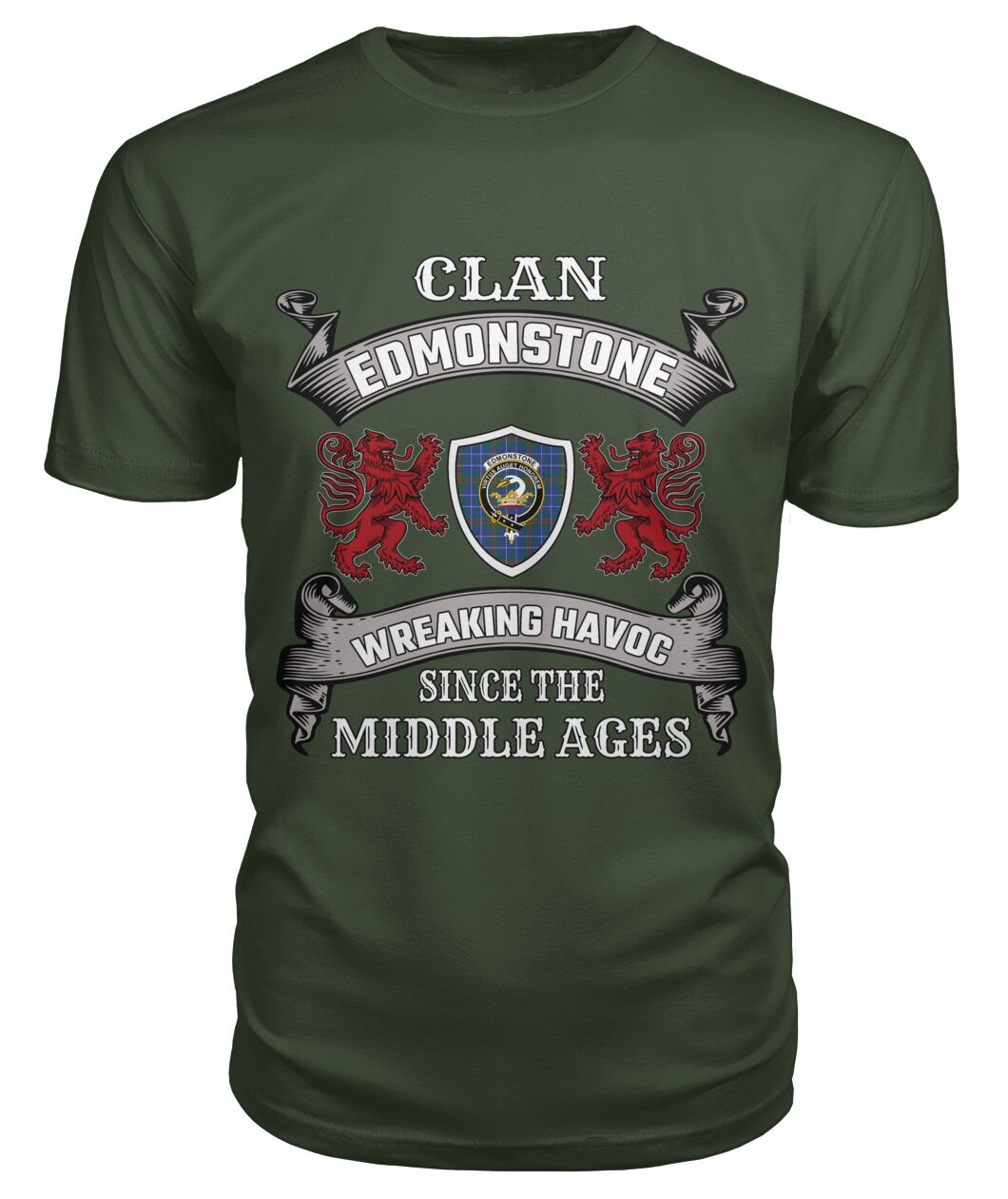 Clan Edmonstone Family Tartan 2D T-shirt IM93 Edmonstone Tartan Clan Tartan T-Shirt City Green S Edmonstone Tartan Clan