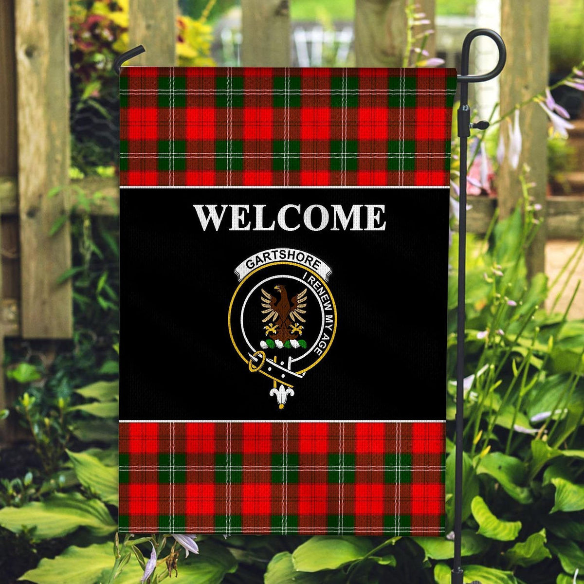 Clan Gartshore Tartan Crest Black Garden Flag LI92 Clan Gartshore Tartan Today   