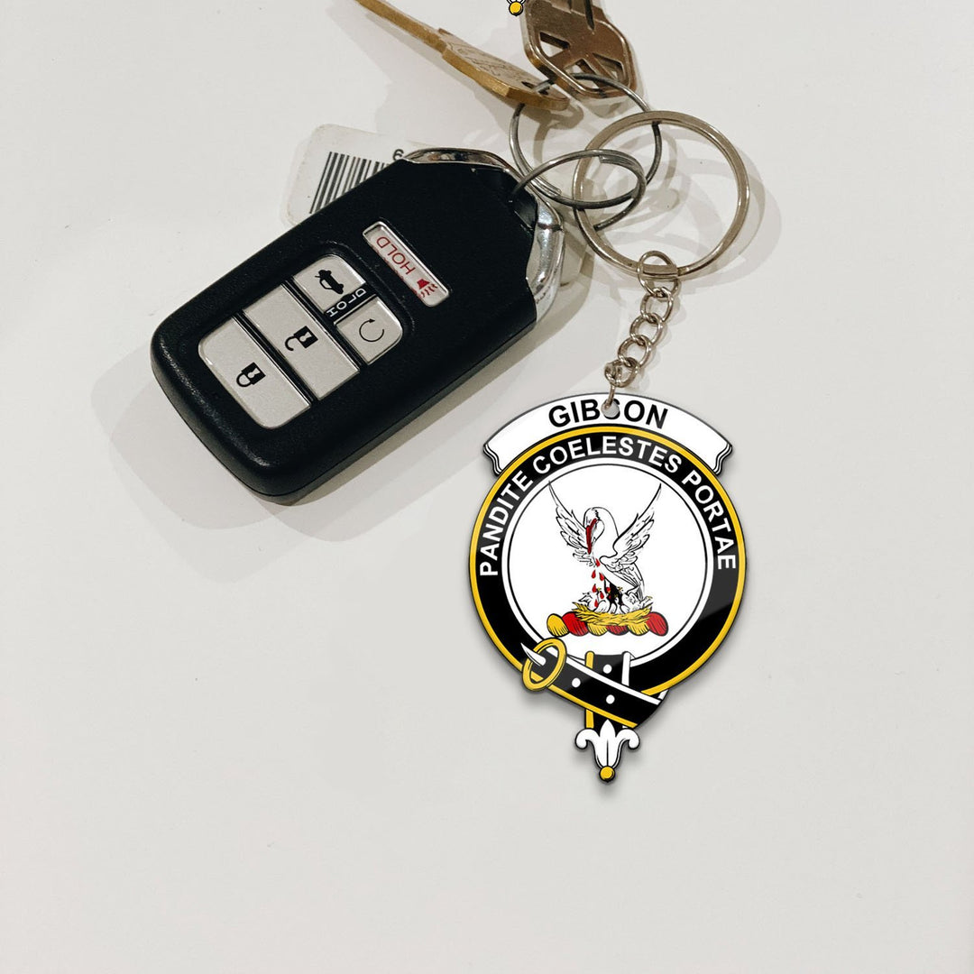 Clan Gibson Tartan Crest Keychain NN96 Clan Hall Tartan Today   