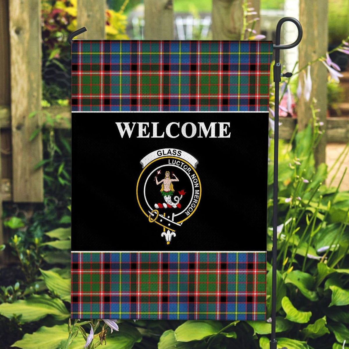 Clan Glass Tartan Crest Black Garden Flag YD44 Clan Glass Tartan Today   