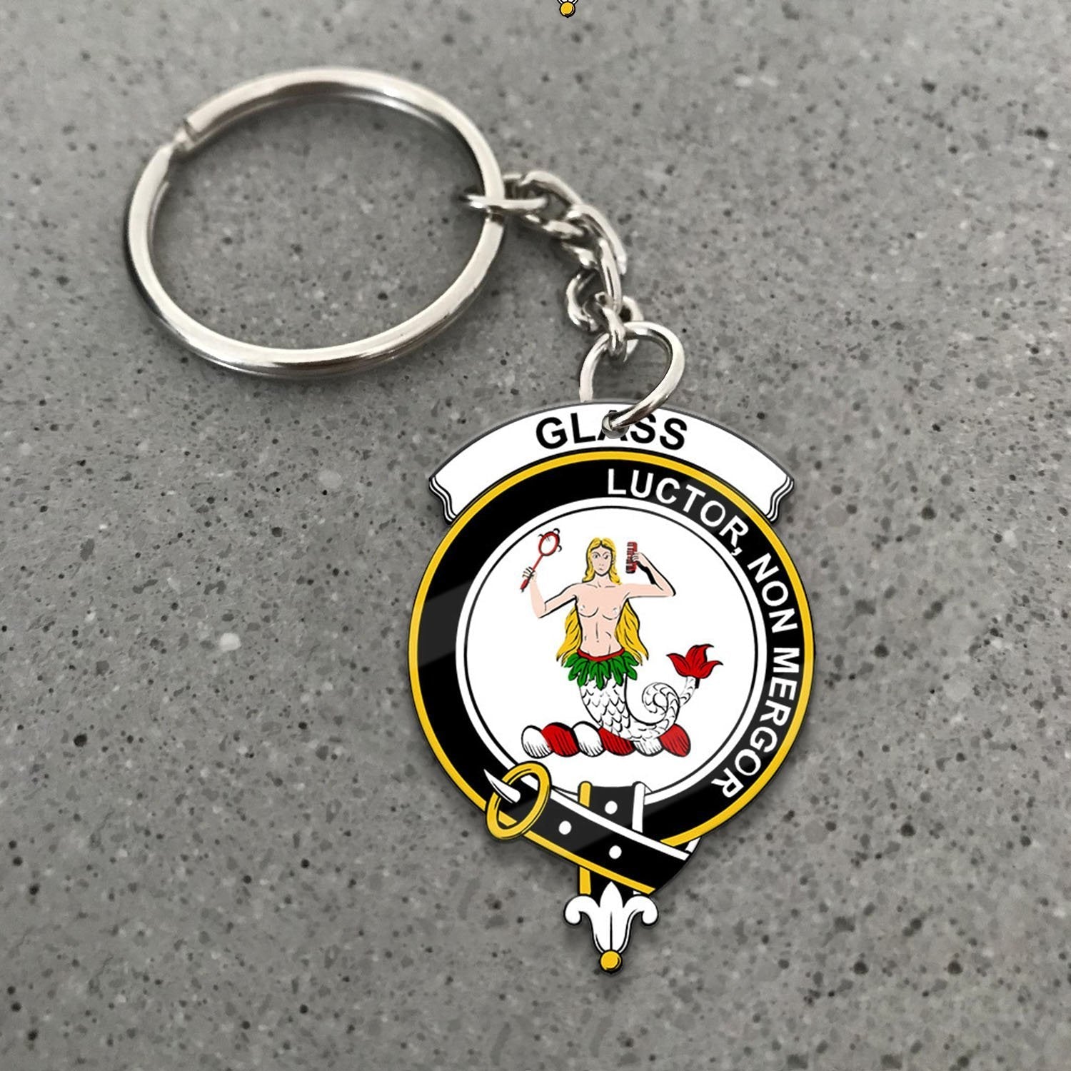 Clan Glass Tartan Crest Keychain UD24 Clan Glass Tartan Today   