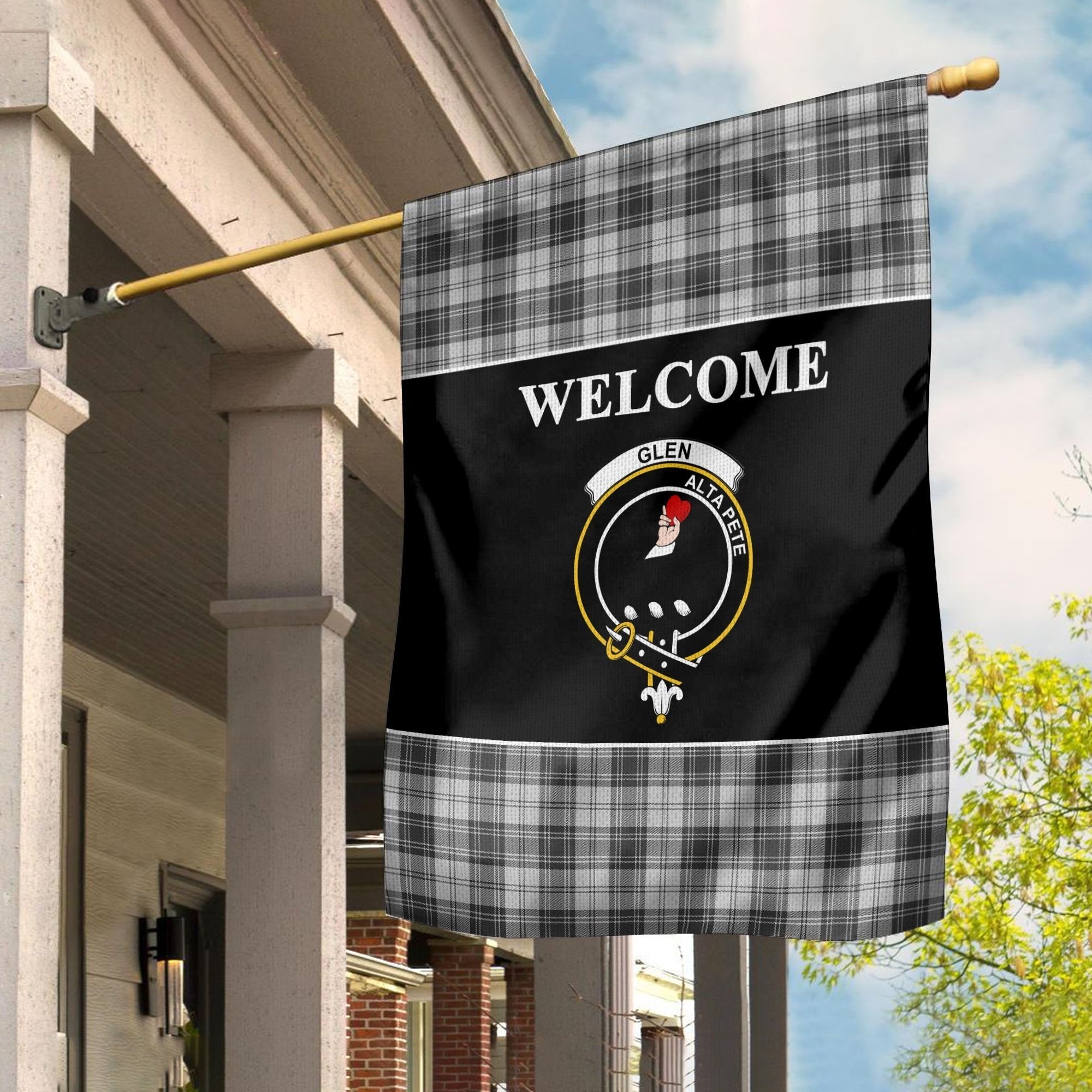 Clan Glen Tartan Crest Black Garden Flag WF36 Clan Glen Tartan Today   