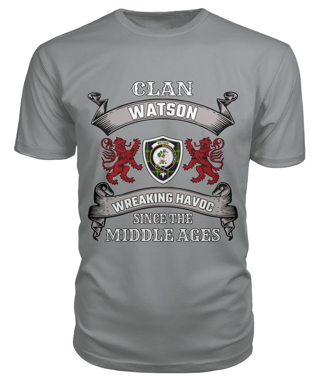 Clan Watson Family Tartan 2D T-shirt CA47 Watson Tartan Clan Tartan T-Shirt Storm Grey S Watson Tartan Clan