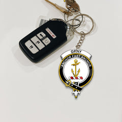 Clan Gray Tartan Crest Keychain QC66 Clan Gray Tartan Today   