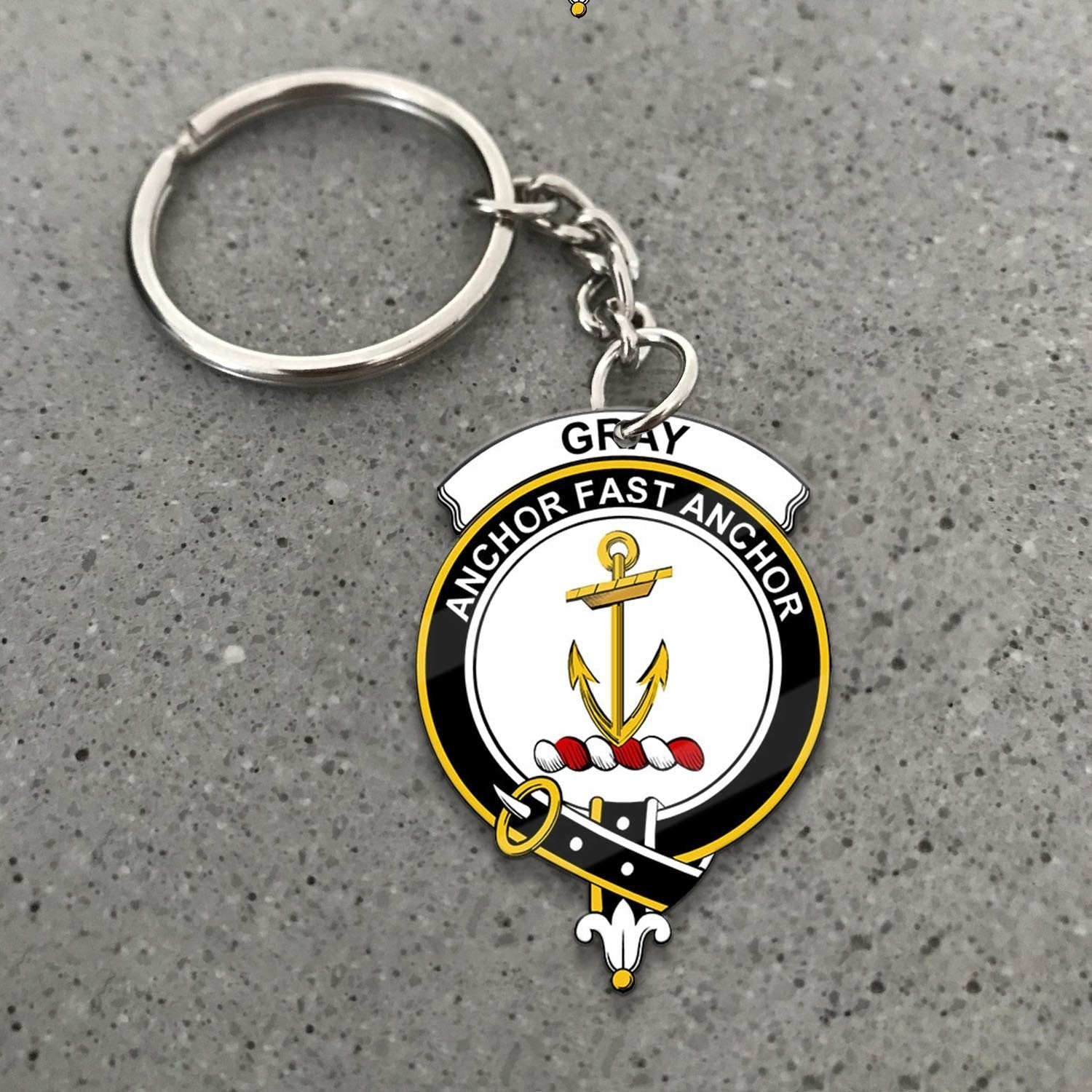 Clan Gray Tartan Crest Keychain QC66 Clan Gray Tartan Today   