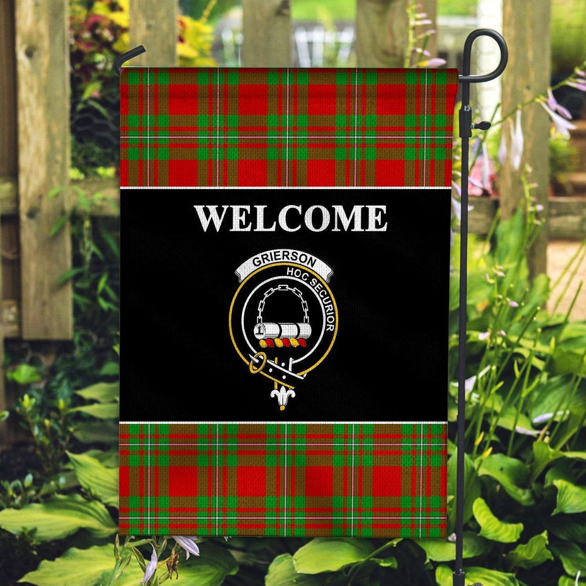 Clan Grierson Tartan Crest Black Garden Flag HJ85 Clan Grierson Tartan Today   