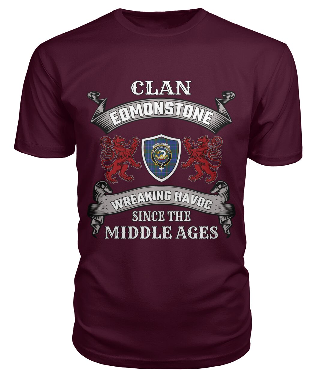 Clan Edmonstone Family Tartan 2D T-shirt IM93 Edmonstone Tartan Clan Tartan T-Shirt Maroon S Edmonstone Tartan Clan