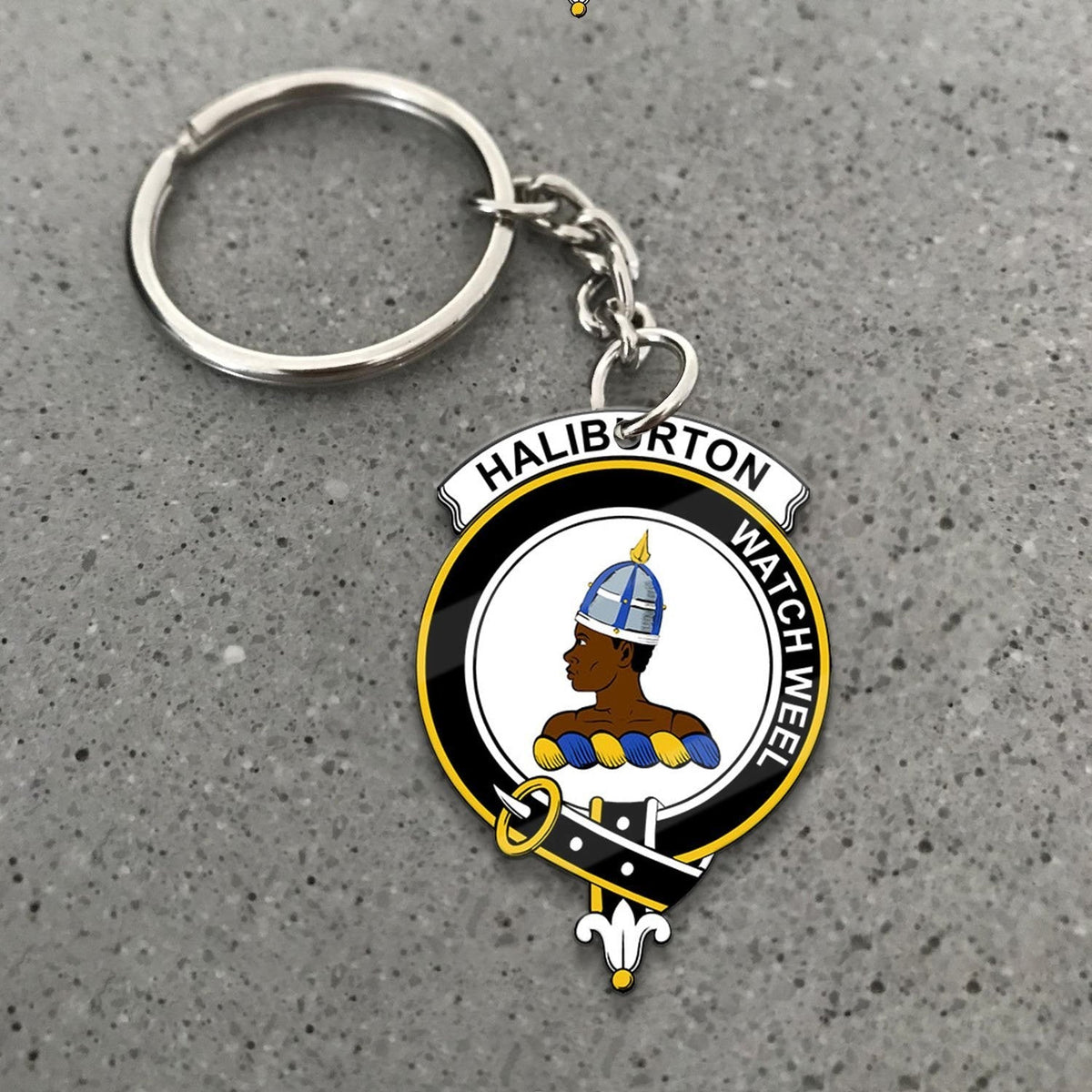 Clan Haliburton Tartan Crest Keychain AL96 Clan Haliburton Tartan Today   