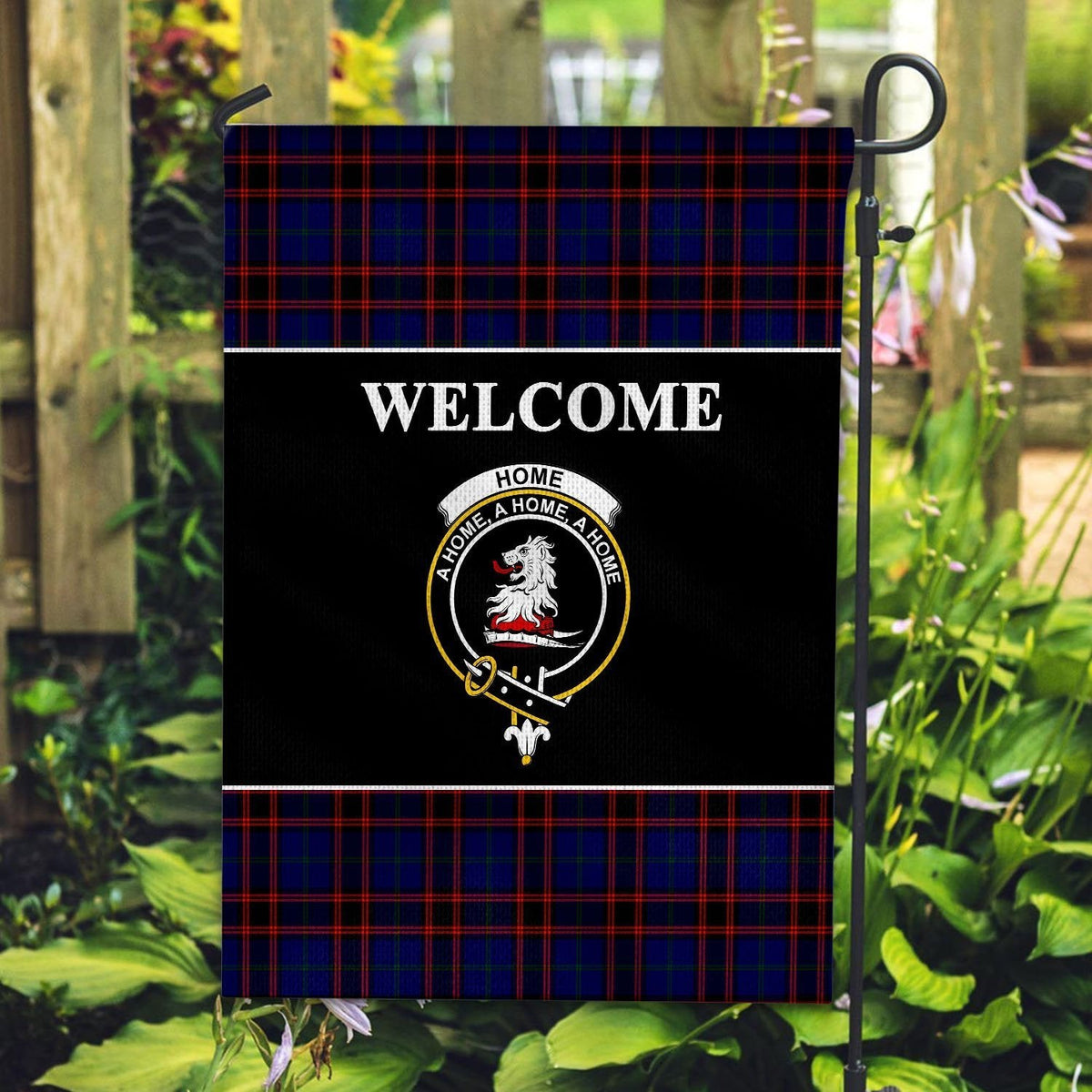 Clan Home (or Hume) Tartan Crest Black Garden Flag OK32 Clan Home/Hume Tartan Today   