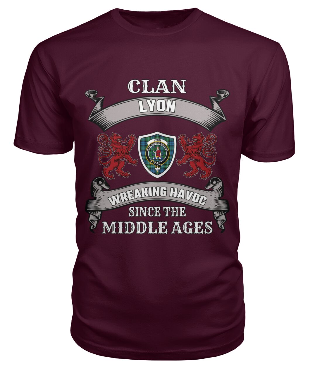 Clan Lyon Tartan 2D T-ShirtSS30 Lyon Tartan 2D T-Shirt Tartan T-Shirt Maroon S Lyon Tartan 2D T-Shirt