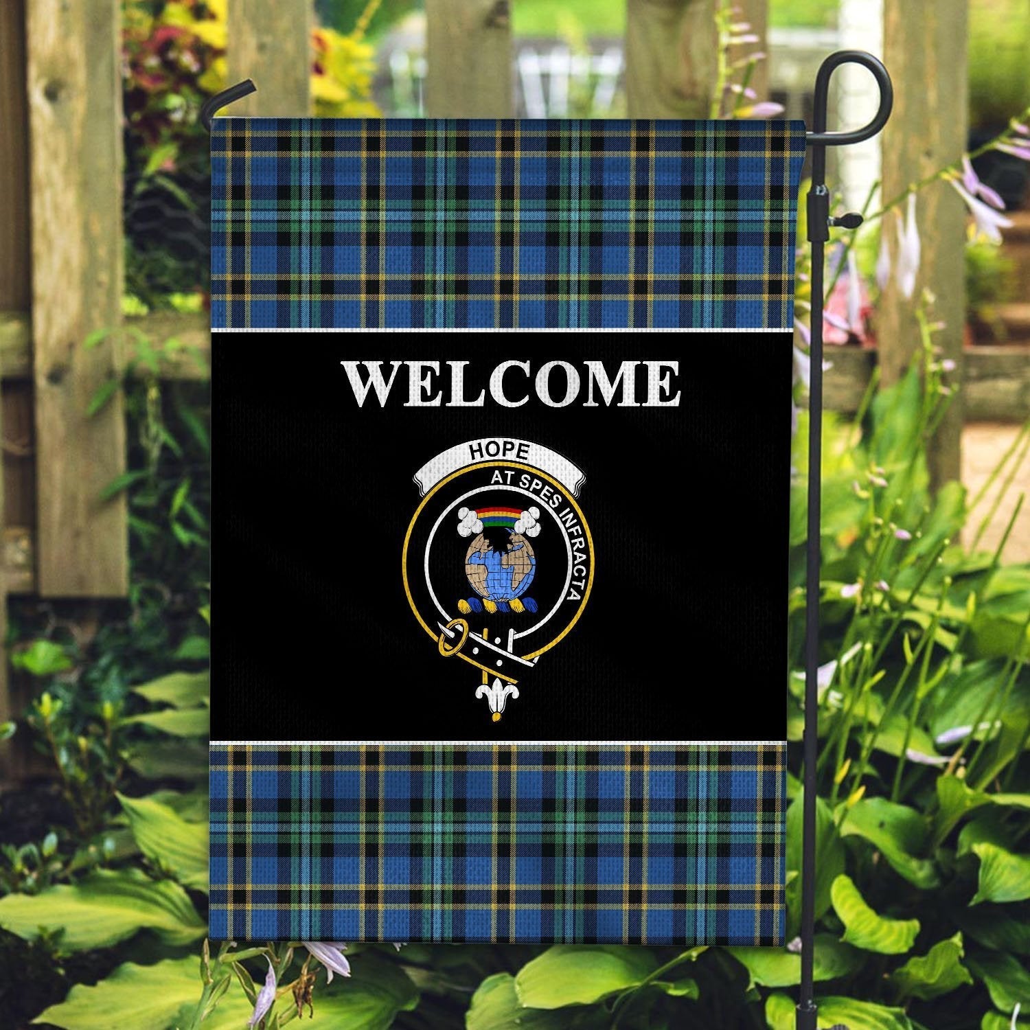 Clan Hope Tartan Crest Black Garden Flag CC53 Clan Hope Tartan Today   