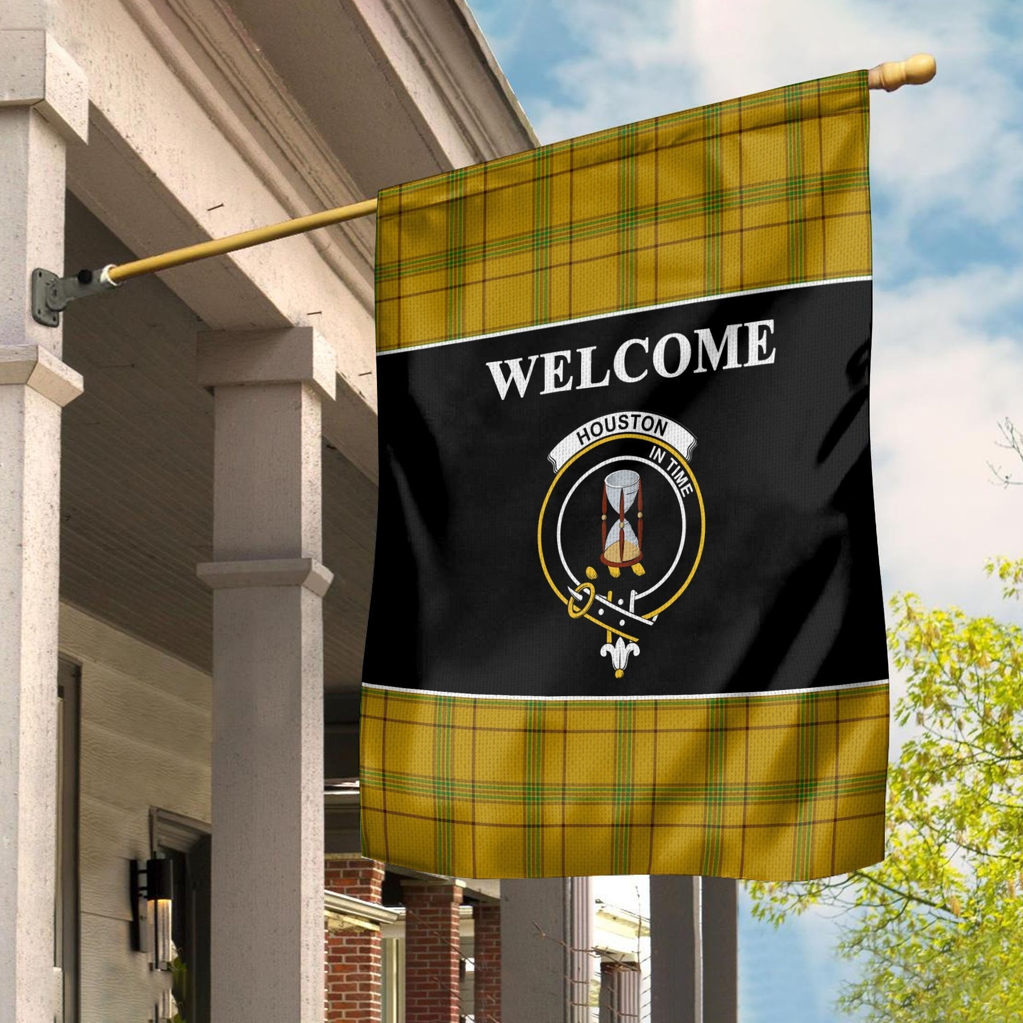 Clan Houston Tartan Crest Black Garden Flag MO74 Clan Houston Tartan Today   