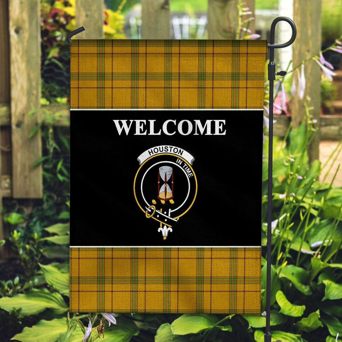 Clan Houston Tartan Crest Black Garden Flag MO74 Clan Houston Tartan Today   