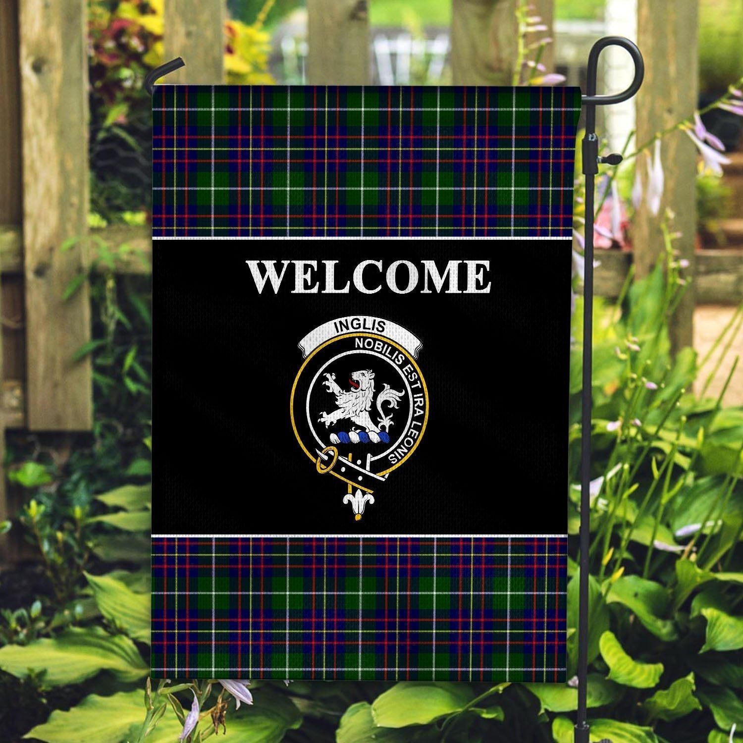 Clan Inglis Tartan Crest Black Garden Flag NU70 Clan Inglis Tartan Today   