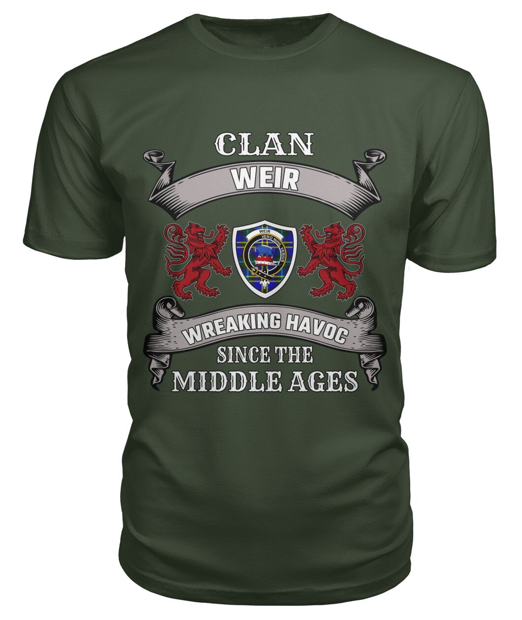 Clan Weir Family Tartan 2D T-shirt ZD28 Weir Tartan Clan Tartan T-Shirt City Green S Weir Tartan Clan