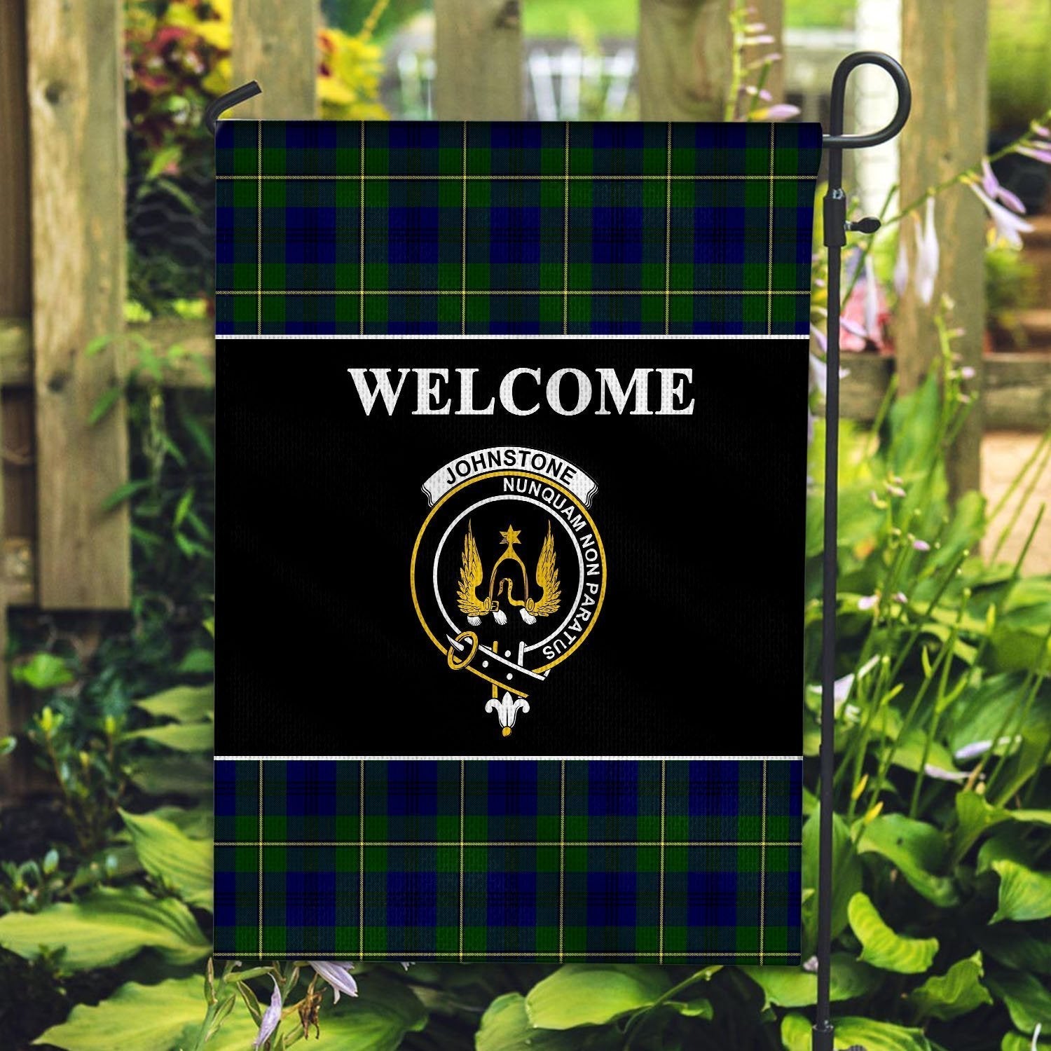 Clan Johnstone Tartan Crest Black Garden Flag EX66 Clan Johnstone Tartan Today   
