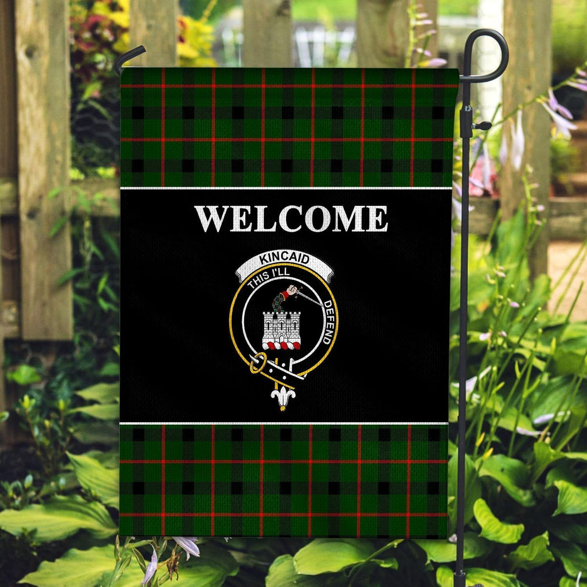 Clan Kincaid Tartan Crest Black Garden Flag MJ17 Clan Kincaid Tartan Today   