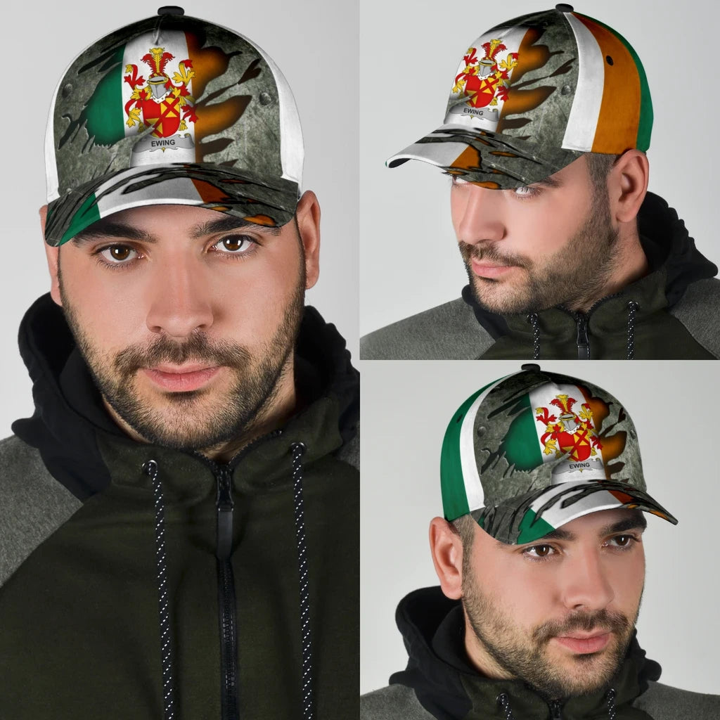 Clan Ewing Coat Of Arms - Irish Family Crest Classic Cap PX52 Ewing Coat Of Arms Irish Cap   