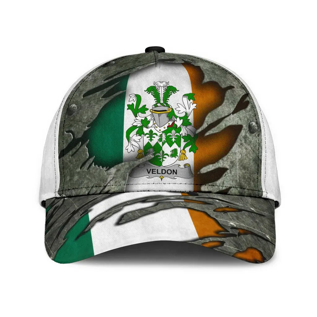 Clan Veldon Coat Of Arms - Irish Family Crest Classic Cap OU69 Veldon Coat Of Arms Irish Cap   