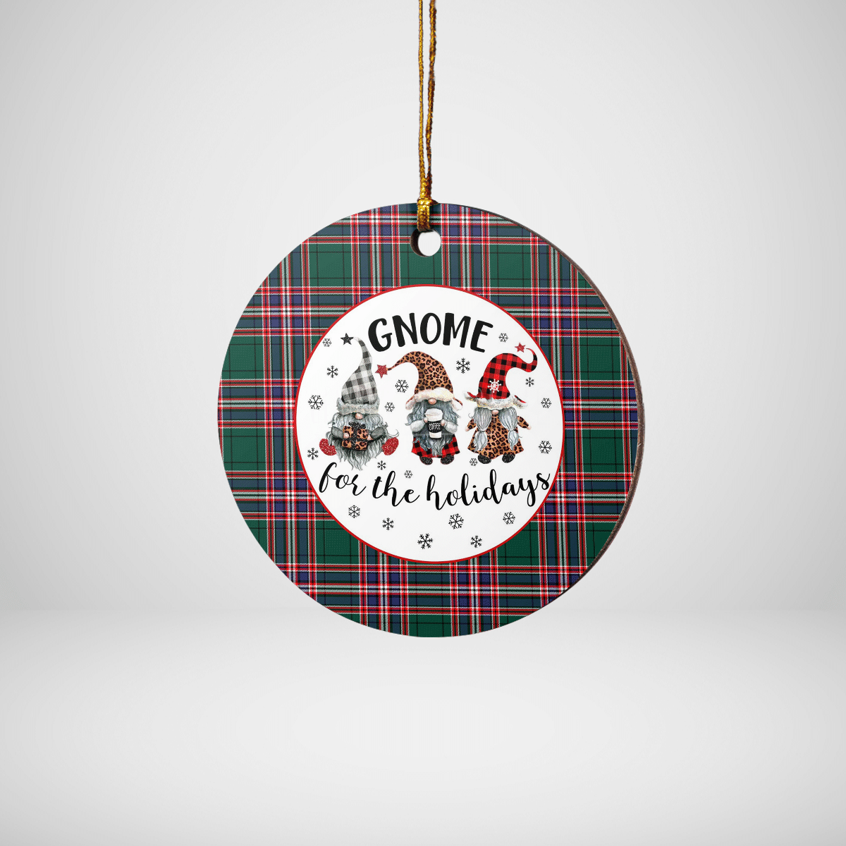 Clan MacFarlane Hunting Modern Tartan Tartan Crest Gnome Round Ceramic Ornament LU36 MacFarlane Hunting Modern Tartan Tartan Christmas   