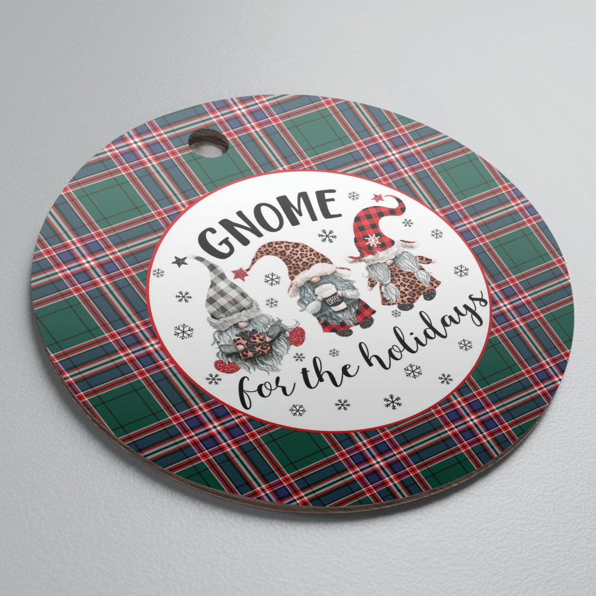 Clan MacFarlane Hunting Modern Tartan Tartan Crest Gnome Round Ceramic Ornament LU36 MacFarlane Hunting Modern Tartan Tartan Christmas   