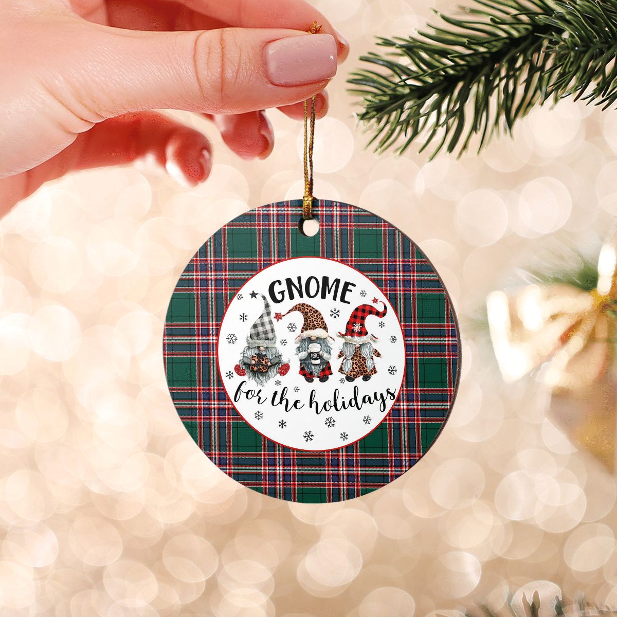 Clan MacFarlane Hunting Modern Tartan Tartan Crest Gnome Round Ceramic Ornament LU36 MacFarlane Hunting Modern Tartan Tartan Christmas   