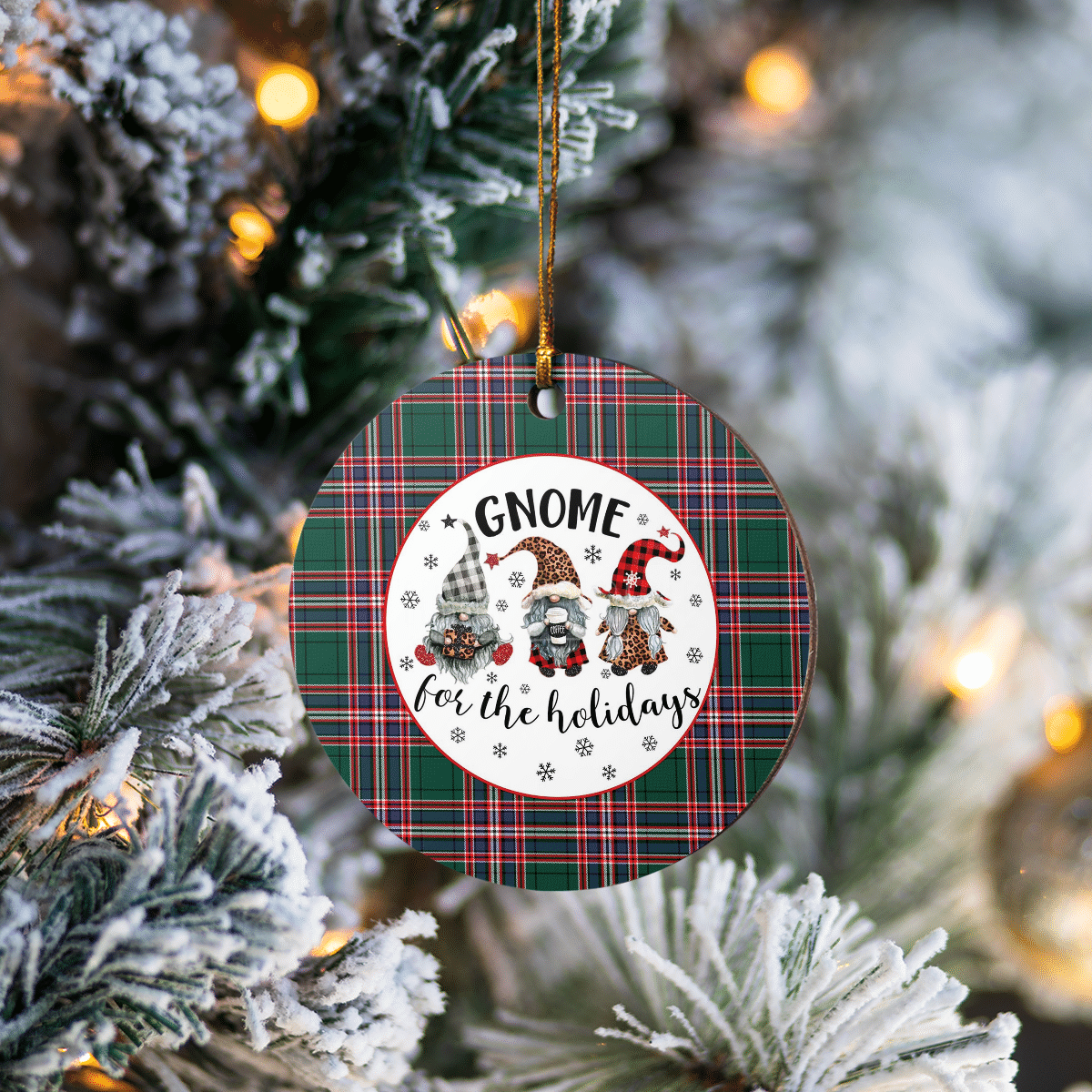 Clan MacFarlane Hunting Modern Tartan Tartan Crest Gnome Round Ceramic Ornament LU36 MacFarlane Hunting Modern Tartan Tartan Christmas   