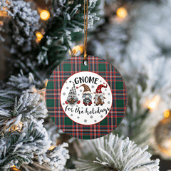 Clan MacFarlane Hunting Modern Tartan Tartan Crest Gnome Round Ceramic Ornament LU36 MacFarlane Hunting Modern Tartan Tartan Christmas   