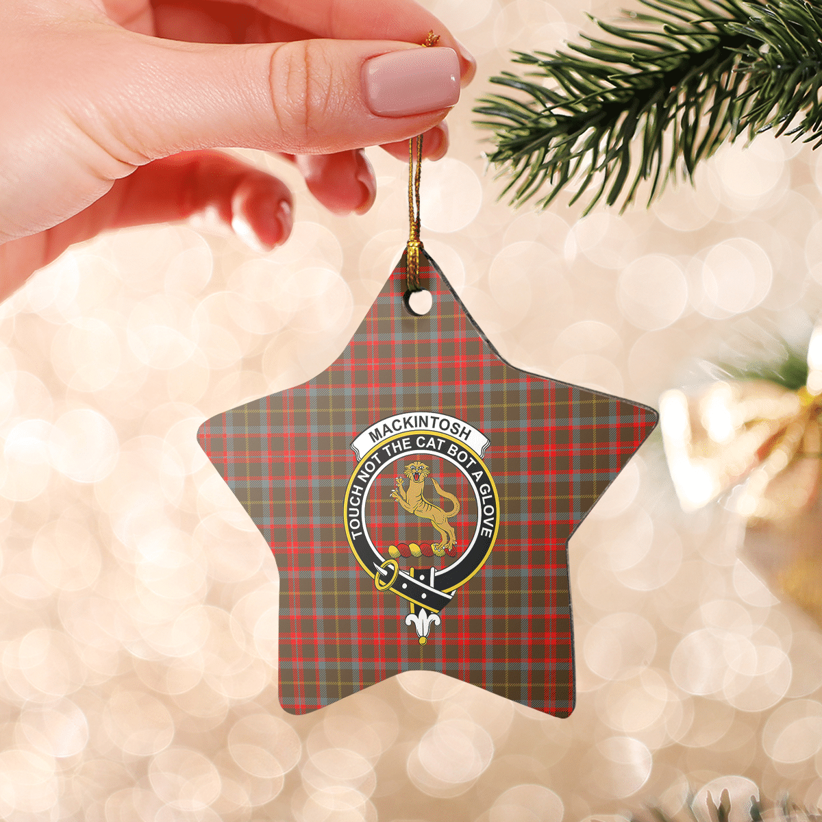 Clan MacKintosh Hunting Weathered Tartan Crest Star Ceramic Ornament GK45 MacKintosh Hunting Weathered Tartan Tartan Christmas   