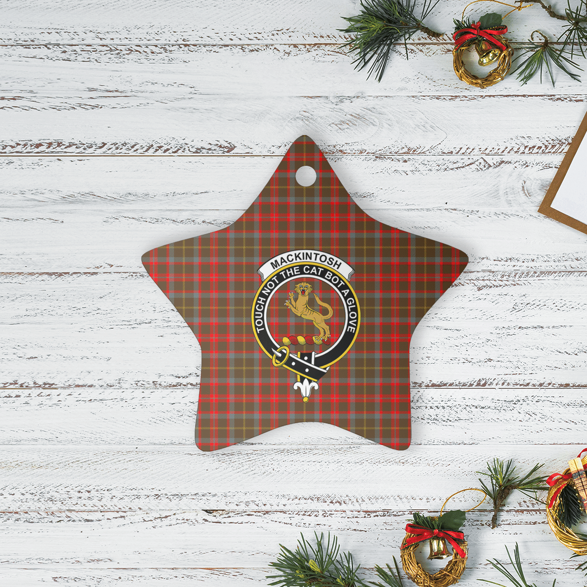 Clan MacKintosh Hunting Weathered Tartan Crest Star Ceramic Ornament GK45 MacKintosh Hunting Weathered Tartan Tartan Christmas   